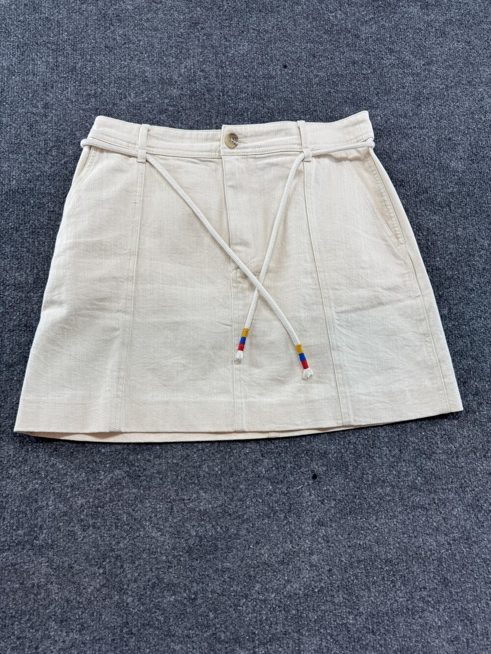 Madewell Skirt Womens 8 Beige Twill Mini Utility Rope Belt Pockets Casual